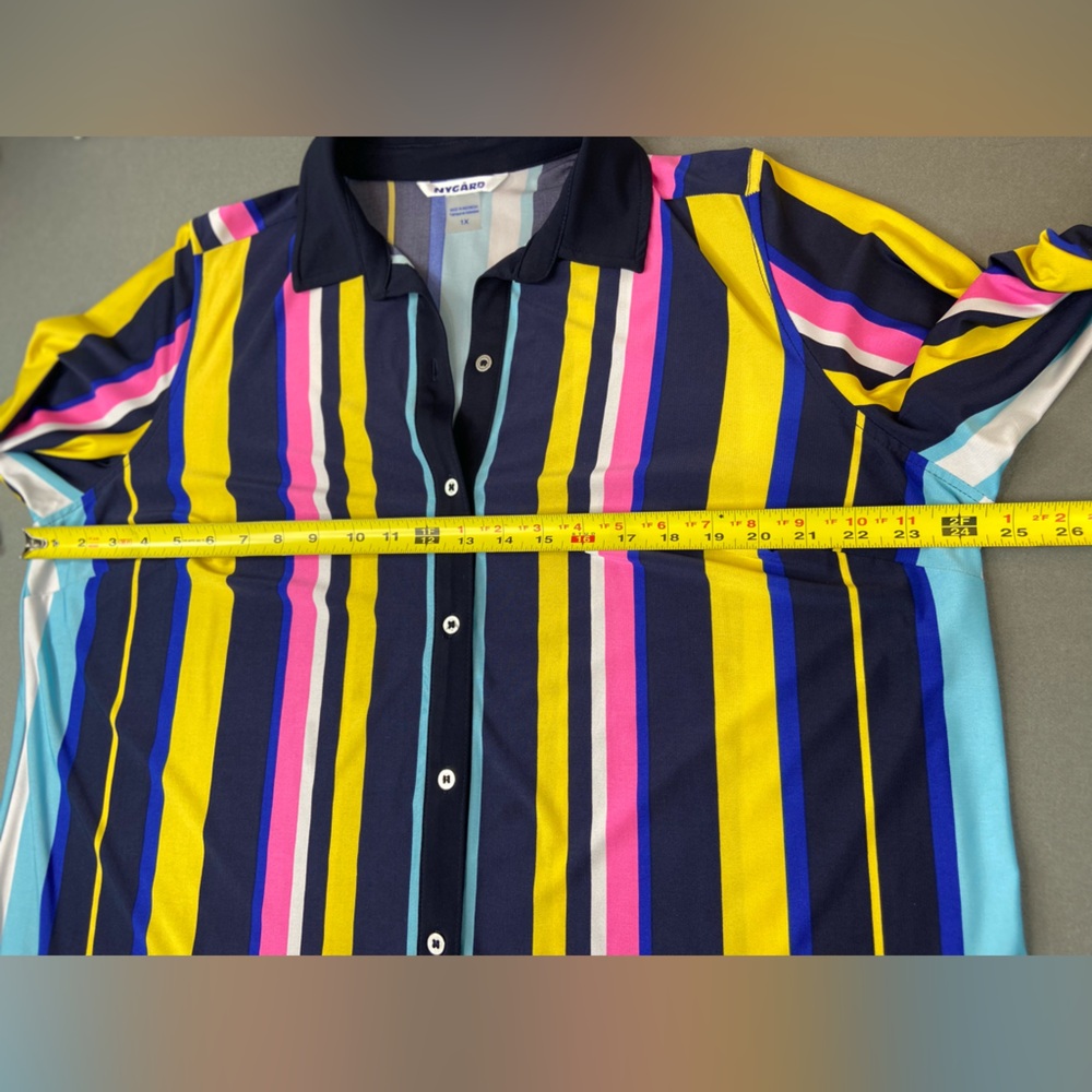 NYGuard Striped Button-Down‎ Shirt size 1X - Picture 4 of 8